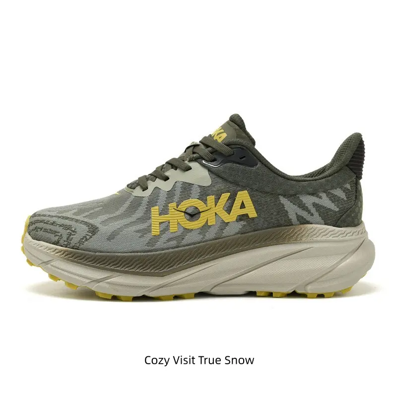Olive Gray Camo Mesh Trail Running Shoes Light Gray Chunky Cushion Sole Bright Yellow Graphic Unisex Outdoor Sneakers