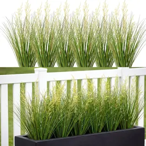 Jexine 6 Pieces 31.5 Inches Artificial Grass Filler Decor Fake Shrubs Wheat Grass Cattails Fake Greenery Decorations Artificial Greenery Stems Weed for Room Indoor Home Vase Decor(Reed Flower)