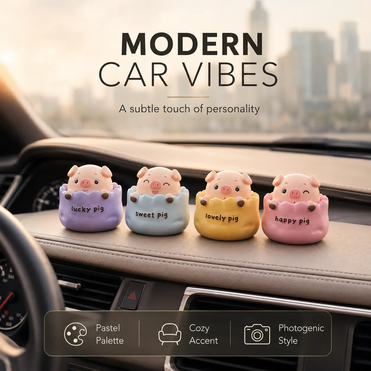 Cute Car Dashboard Decoration, Lovely Rocking Head Ornament Car Decor for Dash, Funny Car Bobblehead Ornaments for Dashboard Car Accessories Interior for Women and Men