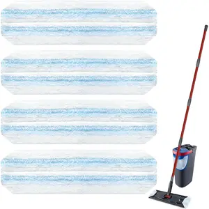 4 Pack Mop Replacement Pads: Compatible with O Ceda H2prO Flat Mop System, Microfiber Mo p  Replacements, Flat Floor Mop, Washable &  Pad Refills