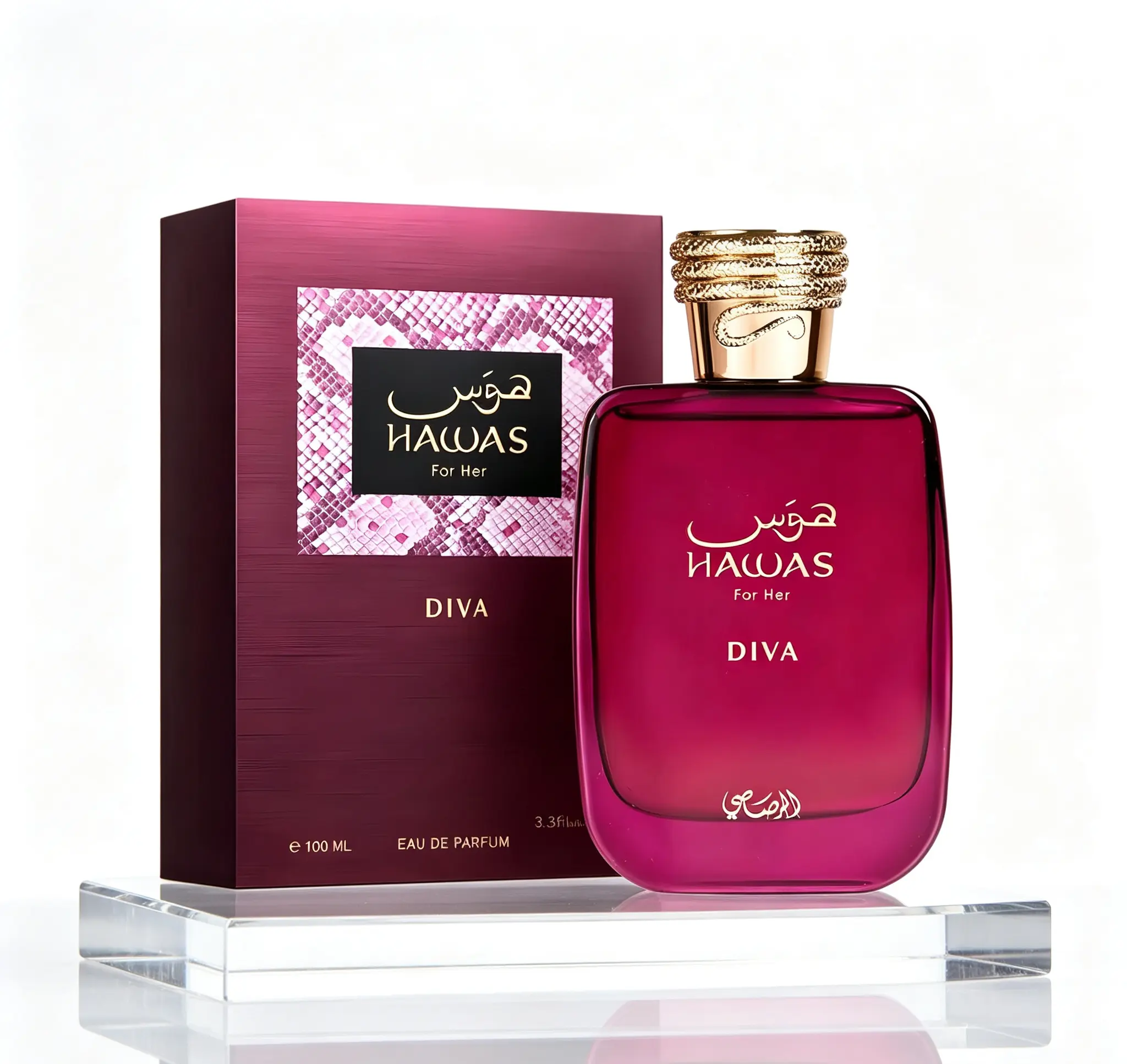 Hawas For Her Diva Eau de Parfum for Women, Elegant Feminine Scent, Long Lasting Perfume Spray for Daily & Special Occasions, 3.38 fl. oz / 100ml