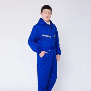 HOMUG men's one-piece work pants set, available in spring and summer styles, are durable and breathable, equipped with Velcro and zippers. Suitable for mechanical maintenance, auto repair, paint factories, and shop work. Ideal for workwear and autumn outf