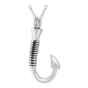 Fish Hook Cremation Urn Necklace Pendant Ashes Urn Holder Memorial Jewelry