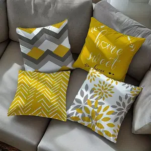 4-Pack Geometric Print Zipper Pillowcases, Polyester, Home Decor, Living Room, Bedroom, Sofa, No Insert Included