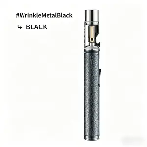 Slim Black Wrinkled Texture Lighter, No Gas Included Portable Metal Ignition Device with Opener for Travel & Outdoor Use