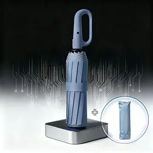 Portable umbrella with storage bag, ring buckle, and automatic folding design; hook for easy hanging; suitable for outdoor travel and car use; sunshade and rain protection umbrella.