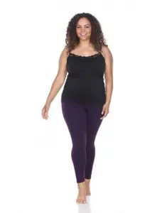 White Mark 212 MAIN Women's Soft Oversized Stretch Solid Leggings - Purple, 1 Size Comfortable Basic Clothes, Women's Clothes for Casual Outfits, Dress Pairings