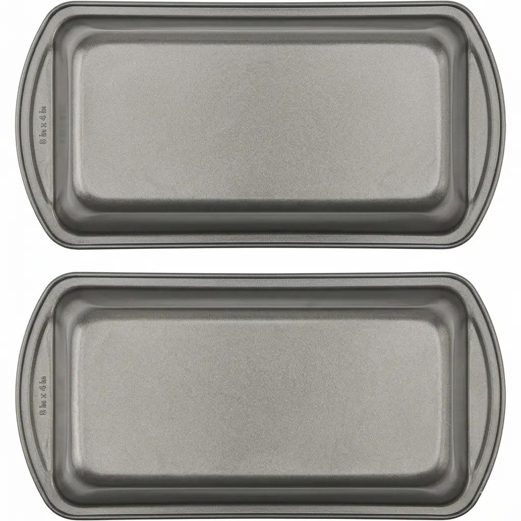 Gray 8 x 4-Inch Nonstick Loaf Pans (Set of 2) - Heavy-Duty Steel Baking Tins, Easy-Clean Coating, Heat Resistant, Oven & Dishwasher Safe for Breads, Meatloaf, Non-Stick