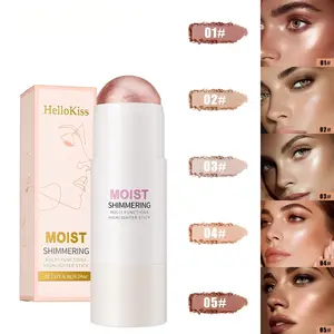 Glass Pearl Shimmering Light Glowy Highlighter Stick, Moisturizing Semi-Transparent Cream Texture, Face Fluorescent Pen, Lightweight Smooth Makeup, Radiance Gift for Girls and Women