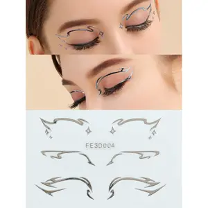 1pc 3D Metallic Jelly Sticker -WaterproofTemporary Tattoo Suitable For CosplayFestivals And Carnival Parties, Futuristic Alien EyeDecor, Easy To Apply And Remove, Long-LastingGlittering Face Art For Women And Girls,ConcertLook,Face Sticker