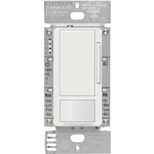 Lutron Maestro 0-10V Motion Sensor/Dimmer Switch, 8A, Neutral Optional, 120-277V, Single Pole/Multi-Location, MS-Z101-WH, White
