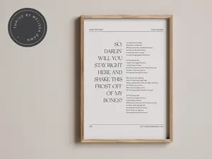 Shake the Frost Tyler Childers poster printable wall art, song lyric decor, country music inspired poster, you remind me of a Sunday, western print