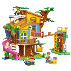 Tree House Building Set with Climbing Wall & Slide, Friends Adventure Treehouse Toy with Swing, Telescope,2 Minifigures & 2 Animals, Birthday Gift for Adults & Teens(823pcs)