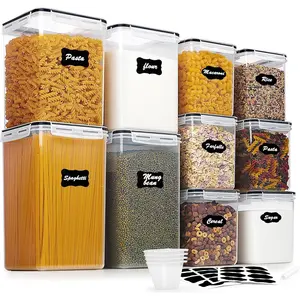 10 Pcs Large Airtight Flour and Sugar Storage Containers, BPA Free Food Canisters With Lids for Kitchen Pantry Organization, Black
