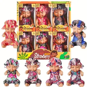 Set of 6 Mini Realistic Baby Dolls with Fashion & Hats, Trendy Dolls, Perfect for Pretend Play, Ideal Birthday Gift for Girls over 3 Years Old