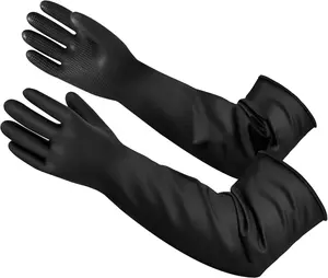 22" Upgraded Latex Gloves Chemical Resistant Glove Safety Work Long Gauntlets, Reusable Heavy Duty Long Rubber Gloves Dishwashing Gloves, Industrial Safety Gloves for Men Nobgum