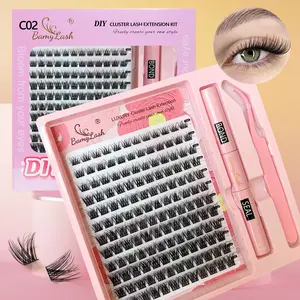 144 Pcs Natural Wispy Individual Eyelashes Set, Mixed Lengths 8-16mm, D Curl Diy Cluster Lashes, Synthetic Fiber, Includes Glue & Tweezers DIY Home Lash Extension for Everyday and Eye Make up Eyelash Extensions False Eyelashes Extension