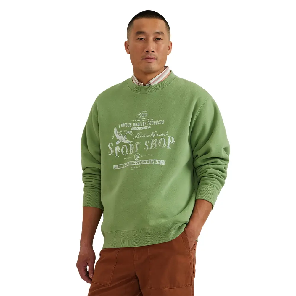 Eddie Bauer Men's Vintage Soft Paddle Crew Ultrasoft Garment Washed Heritage Graphic Rib-Knit Casual Everyday Wear