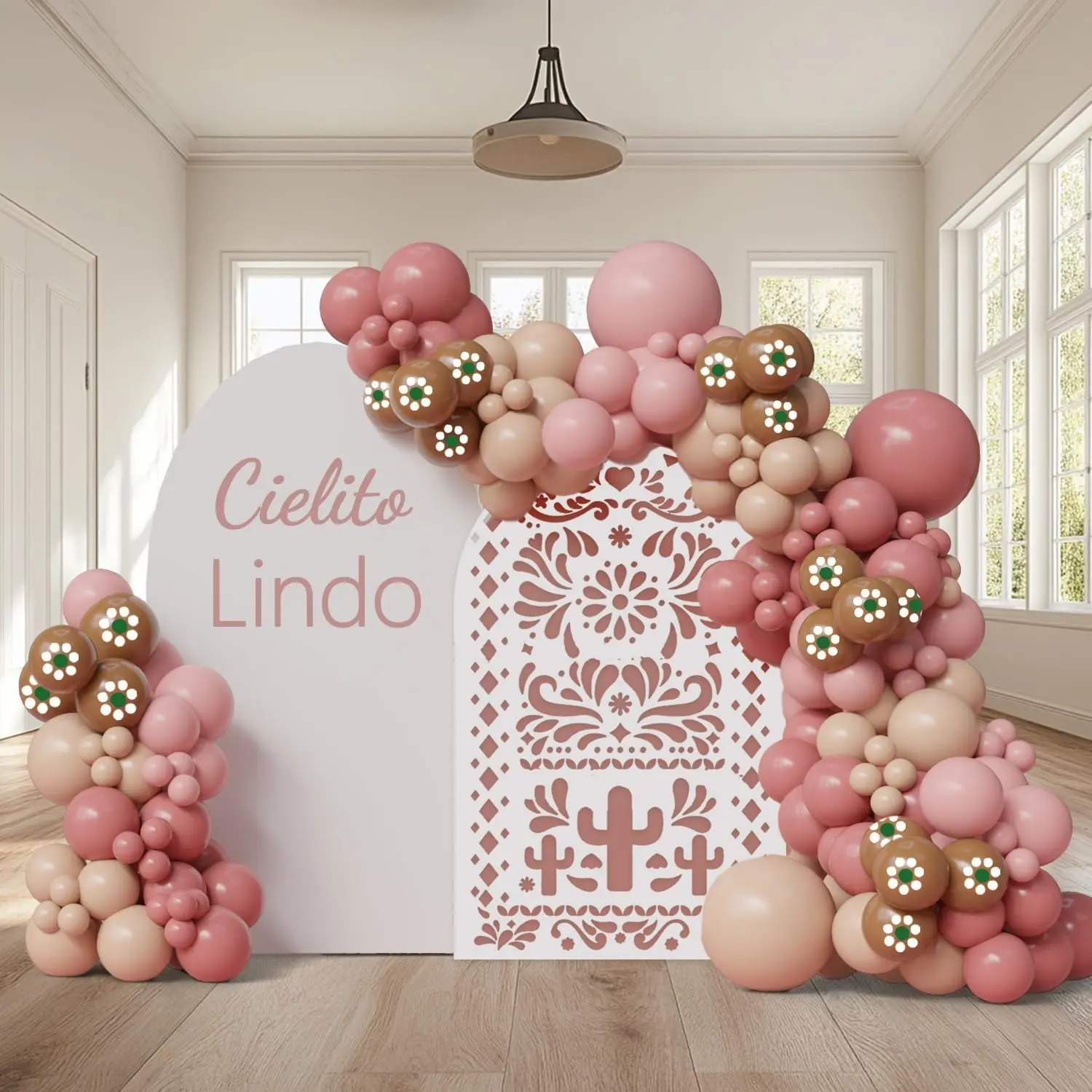Cielito Lindo Balloon Garland Kit 146 count Dusty Rose, Nude,   & Floral Brown Balloons  Blush  Boho Arch for Cielito Lindo decor,Fiesta, Bridal Shower, Engagement, Mexican  Shower