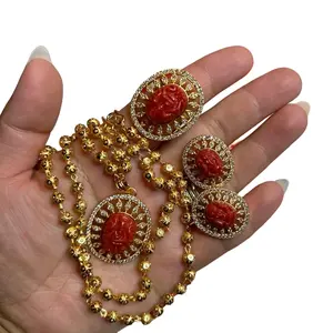 Red Ganesh muga Jewelry Set