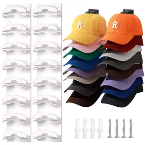 【SummerVibes】2 Pack Hat Organizer Wall Mounted Baseball Cap Rack, Black/White, Adhesive & Screws Included, Holds 18 Hats Each, Easy Access for Closet Door Bedroom, Father's Day Gift
