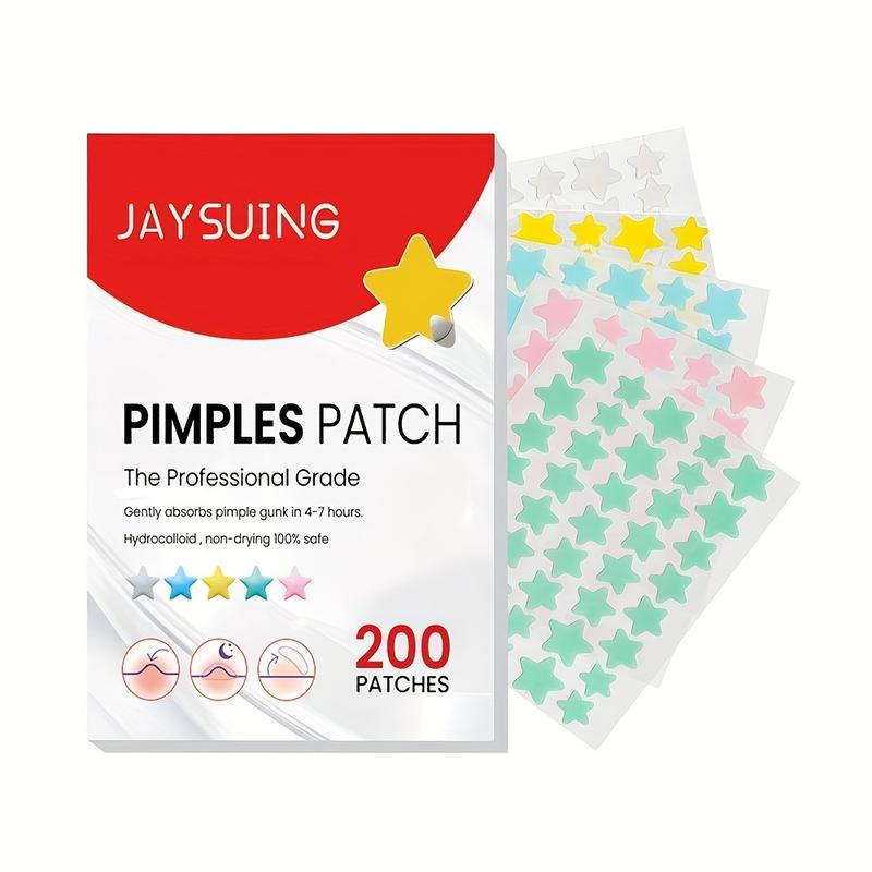 Colorful Star Patches - Alcohol-Free, Unscented, Hypoallergenic & Non-Irritating Invisible Facial Patches for All Light Beige Types, Cleansing & Moisturizing Effect