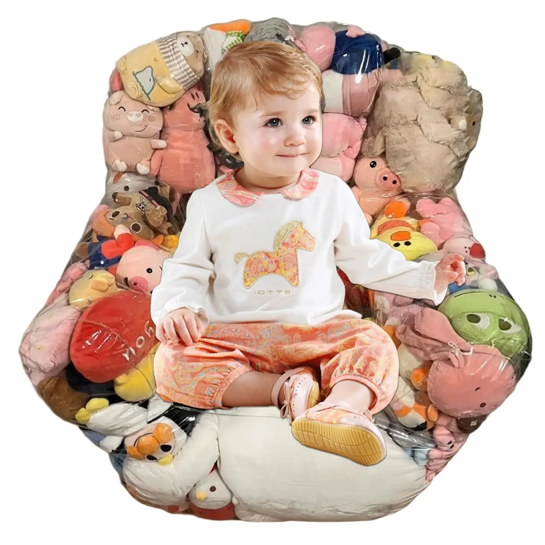 Waterproof Transparent PVC Bean Bag Chair with Zipper, Animal Storage Rack for Kids Room, Plush Toy Organizer for Seats