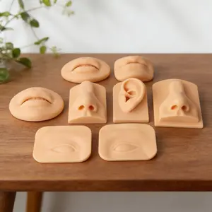 Soft Nose Facial Silicone Tattoo Jewelry Practice Tool, Ear Organs Simulation Display Prop, Body Medical Teaching Model for Piercing Training