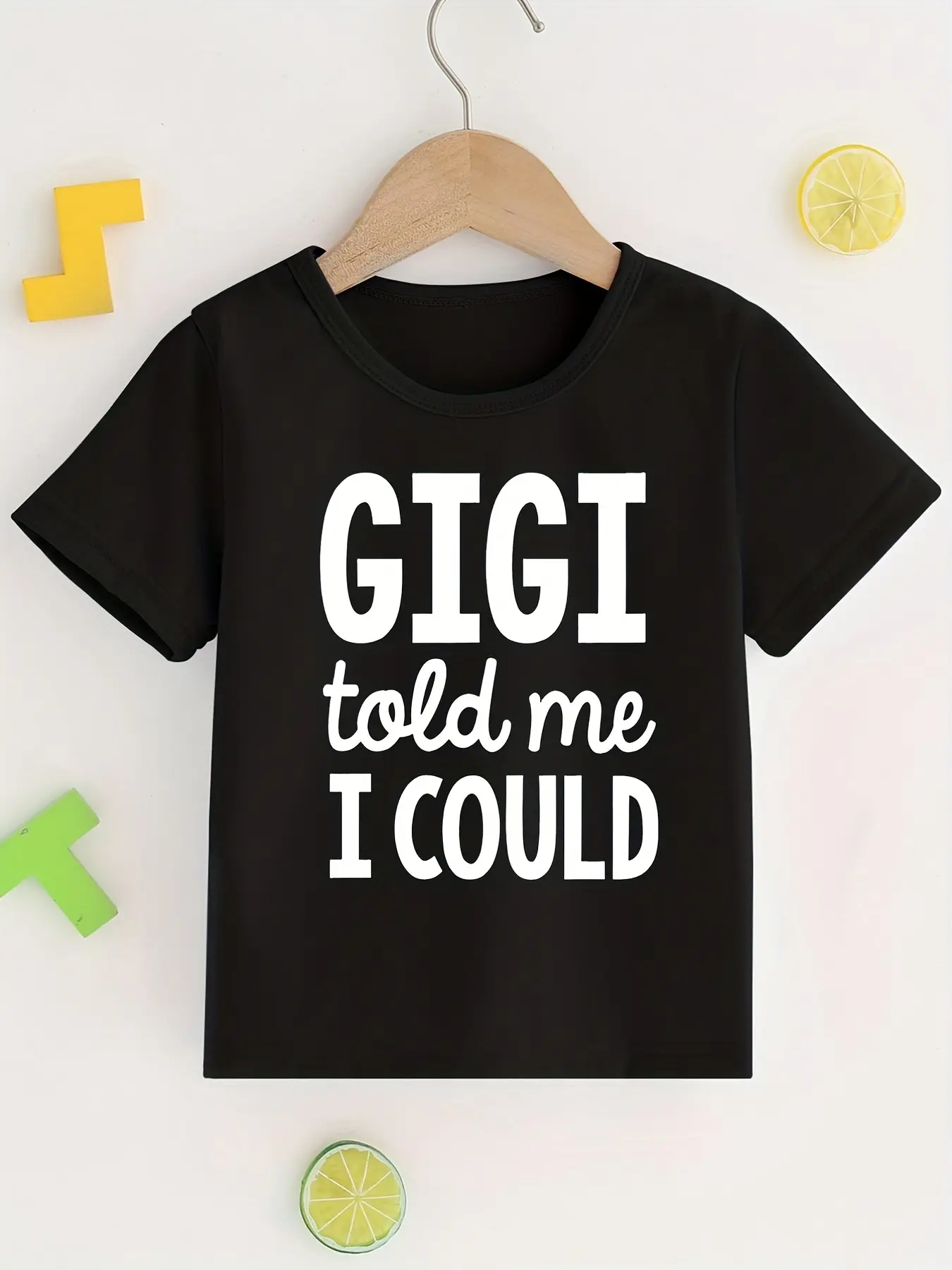 Kids Gigi Told Me I Could T-Shirt, Funny Grandma Quote Graphic Tee, Toddler Short Sleeve Cotton Shirt, Gift from Gigi for Grandson Granddaughter