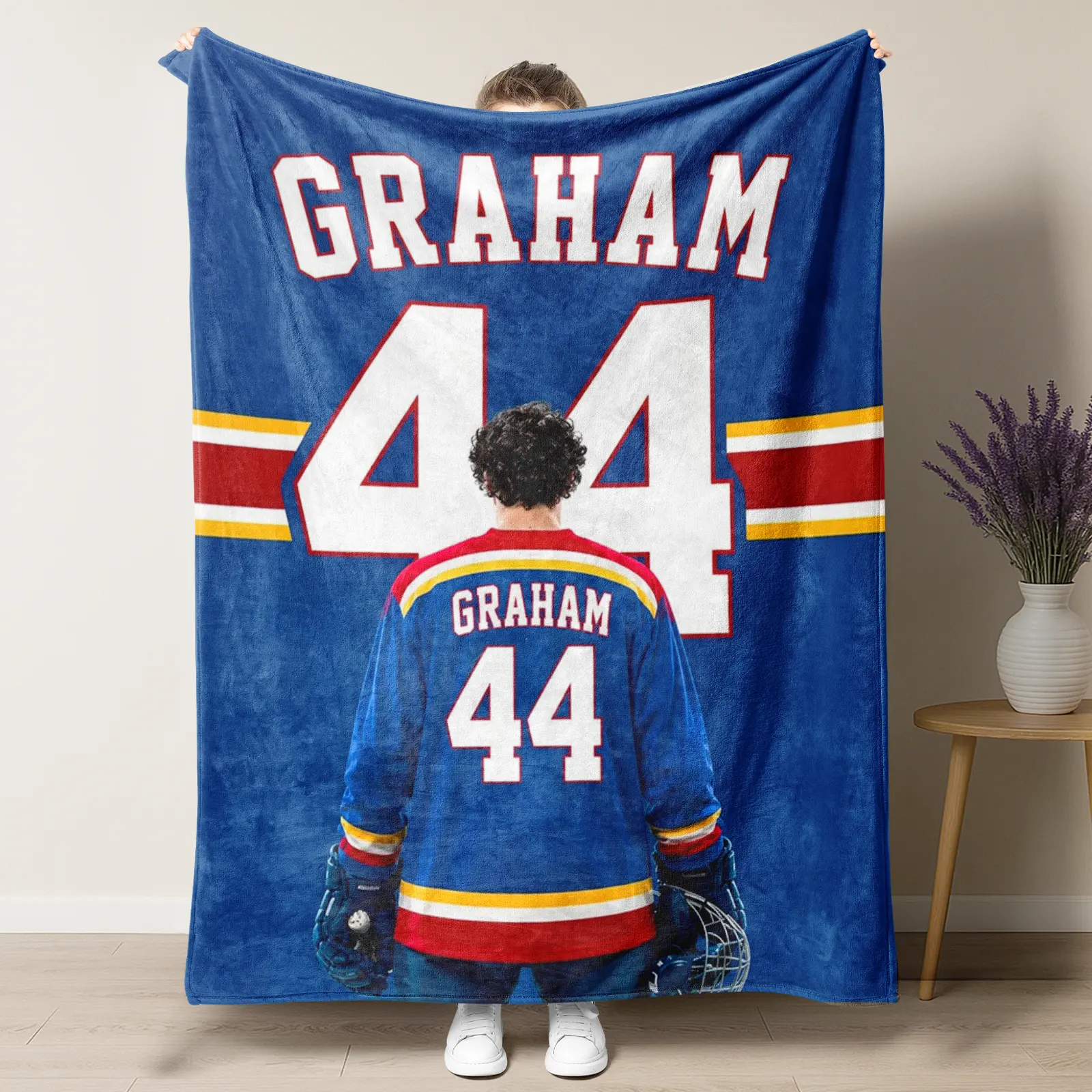 Off Campus Season 1 Graham 44 Hockey Jersey Blanket,DiLaurentis 66,Logan 22,Tucker 46,Briar University Inspired Throw,Blue Flannel Blanket for BookTok Youth Campus Romance Drama Fans
