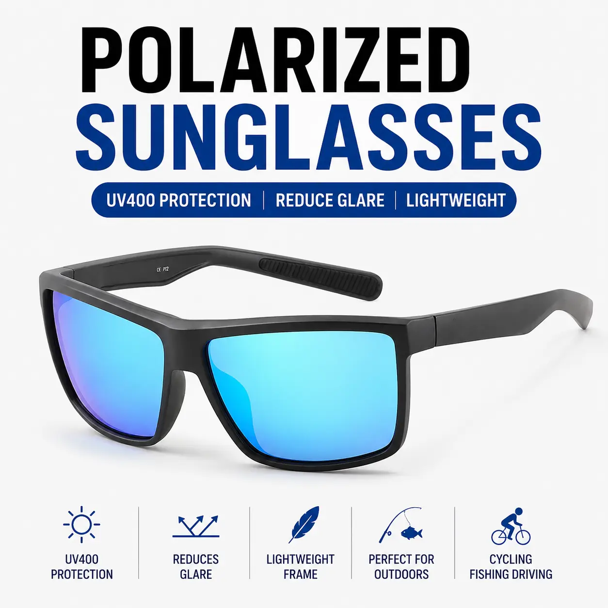 Polarized Rinconcito Sunglasses for Men & Women, Lightweight UV400 Sports Sunglasses for Fishing, Cycling, Motorcycle Riding & Outdoor Activities