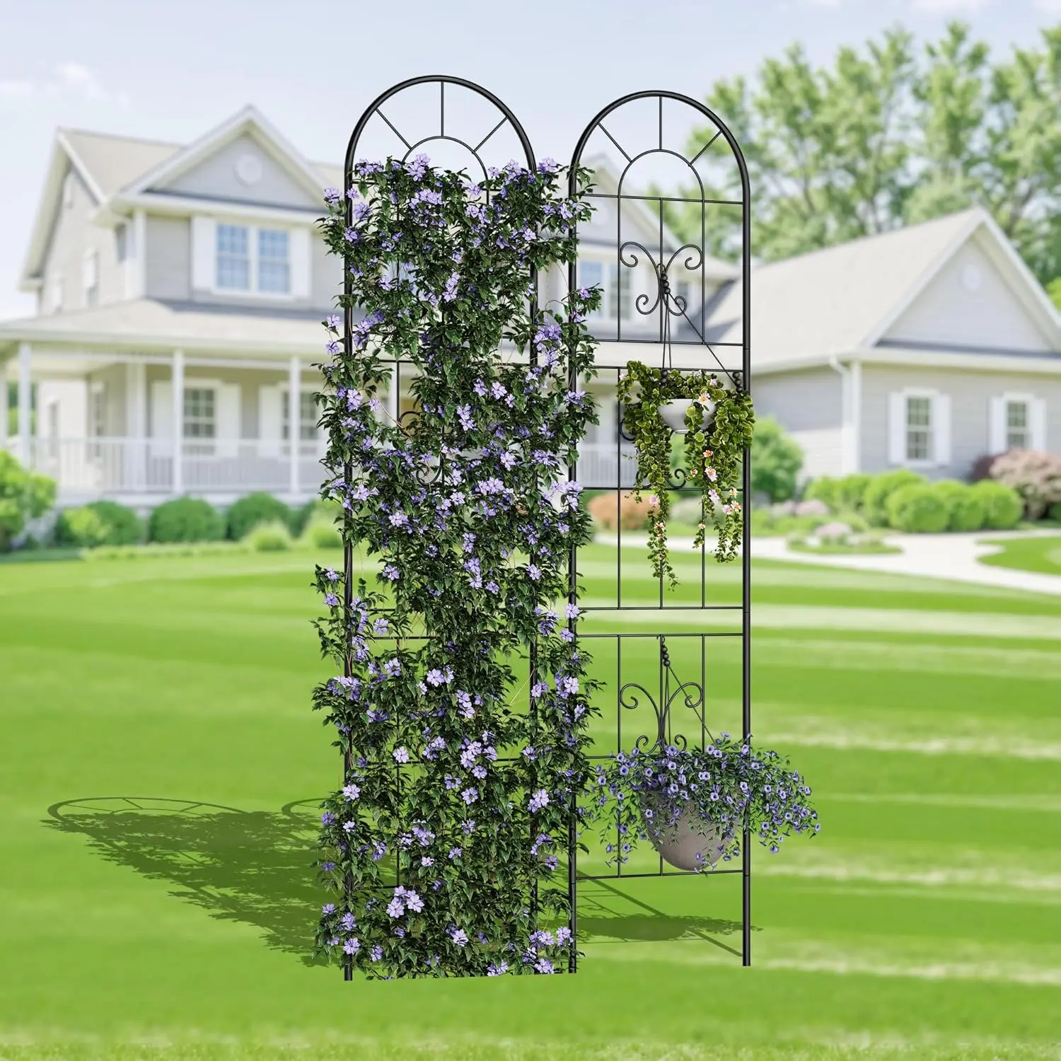 Garvee Panels No Dig Dog Fence, 55'' Outdoor Rustproof Animal Barrier with Gate