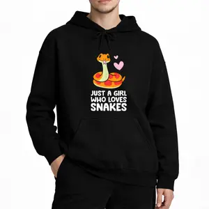 "Love Snake Girl" Long Sleeve Hoodie – Reptile-Themed Retro Top with Heart Detail, Perfect Gift