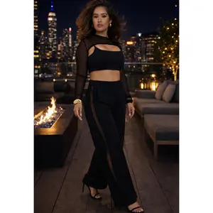 Nia Straight-Leg Trouser with Mesh Panel