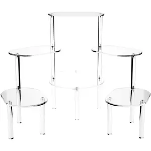 Plymor Clear Acrylic Oval 6-Platform Multi-Item Display Riser, 25" H x 62" W