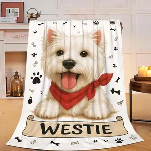 Flannel Blanket | Westie Blanket Westie Gifts For Women Girls Cute Dog Throw Blanket For Dog Lovers Soft Flannel Cozy Fleece Fuzzy West Highland Plush Warm Bedding Stuff For Kids Adults | Gift Blanket / All Season