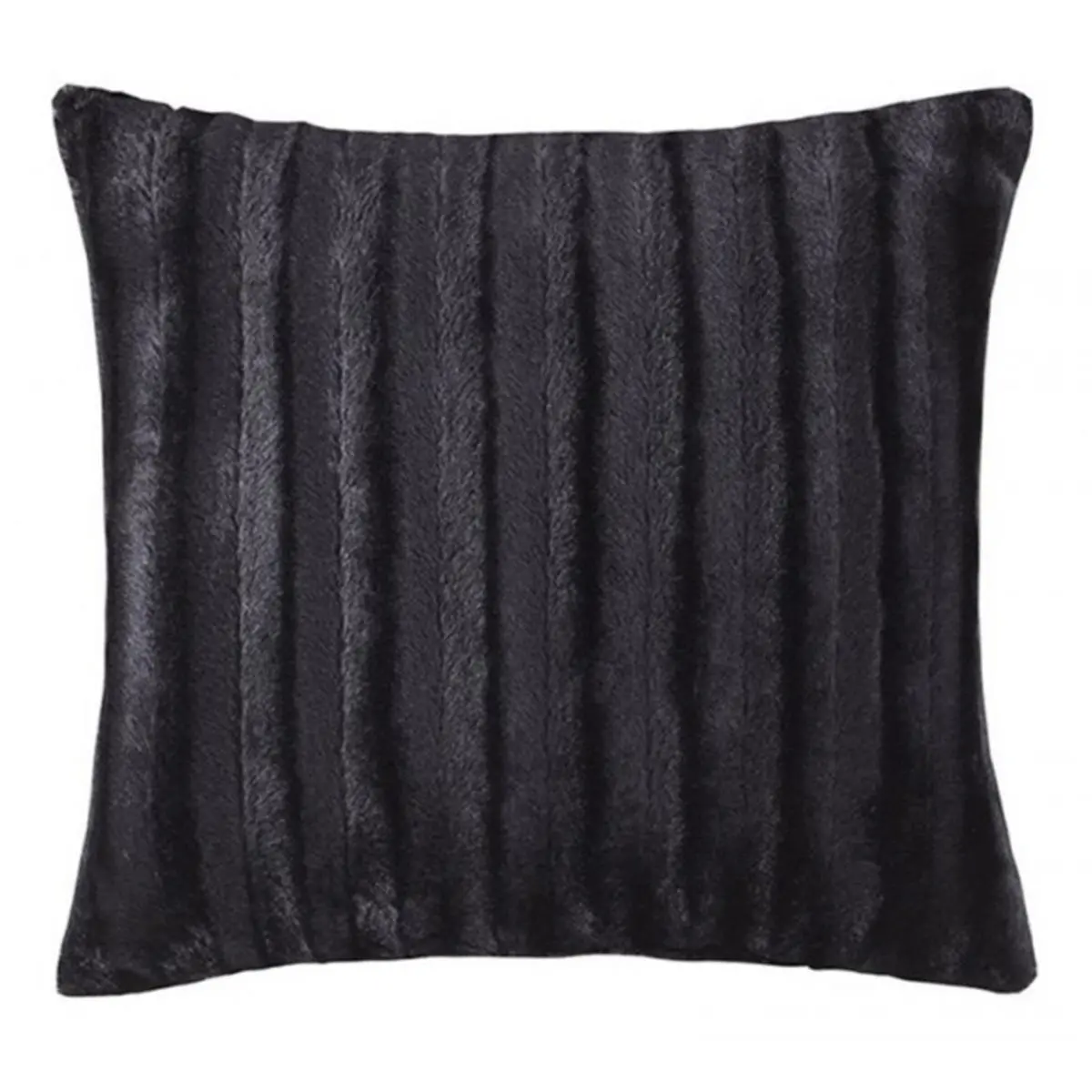 212 MAIN Classic Ultra-Soft Polyester Fur Duke Square Pillow - 20X20 In. Single Solid Soft Furry Cushion, Black Outdoor Sofa Furniture Accent for Bedroom