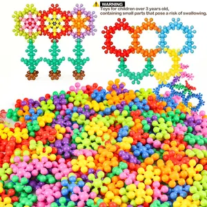 Random-Color Flower Building Blocks, Building Sets, Building Kit, Creative 3D Snowflake Puzzle DIY Educational Plastic Assembly Toy, Ideal Birthday Gifts