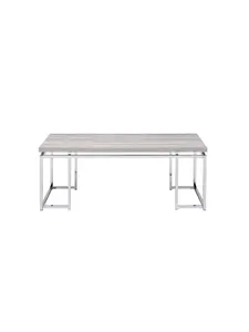 212 MAIN 47 in. Oak & Silver Wood-and-Metal Frame Rectangle Modern Coffee Table (Model 572209), Rectangle Coffee Table