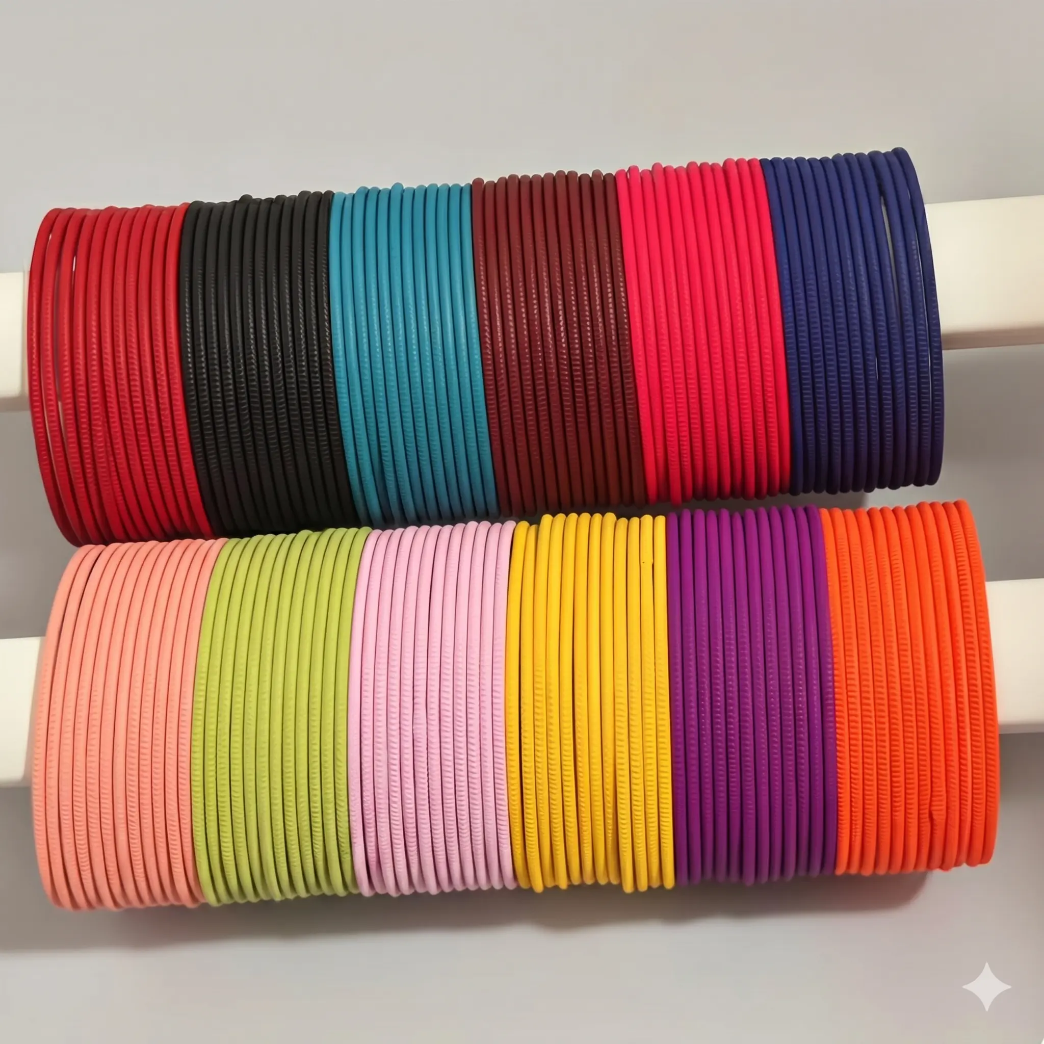 Size 2.10 - Matte Metal Bangles Set (12 Pieces), Stackable Bracelets, Trendy Fashionable Accessories, Party Wear, Elegant, Women, 2.10 Size