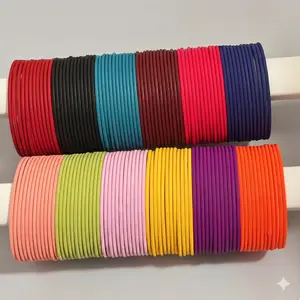 Matte Metal Bangles - 12 Pieces, 2.10 Size, Multi-Color Stackable Bracelets, Trendy Costume Jewelry, Party Wear Fashionable Accessories for Any Outfit, Trendy Fashionable Accessories