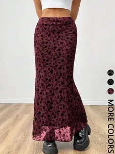 Women's Casual Fish Tail Skirt, Long Fitted Plain Skirt for All Seasons, Comfortable and Stylish Half Skirt for Daily Wear【Flocking may shed slightly when shaken, which is normal. Just shake or wash it once before wearing】