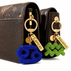 Zodiac Bedazzled Bag Charm & Keychain