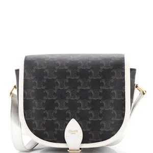 Pre-owned Celine material Messenger Bags Folco Bag Triomphe Coated Canvas Medium by Rebag