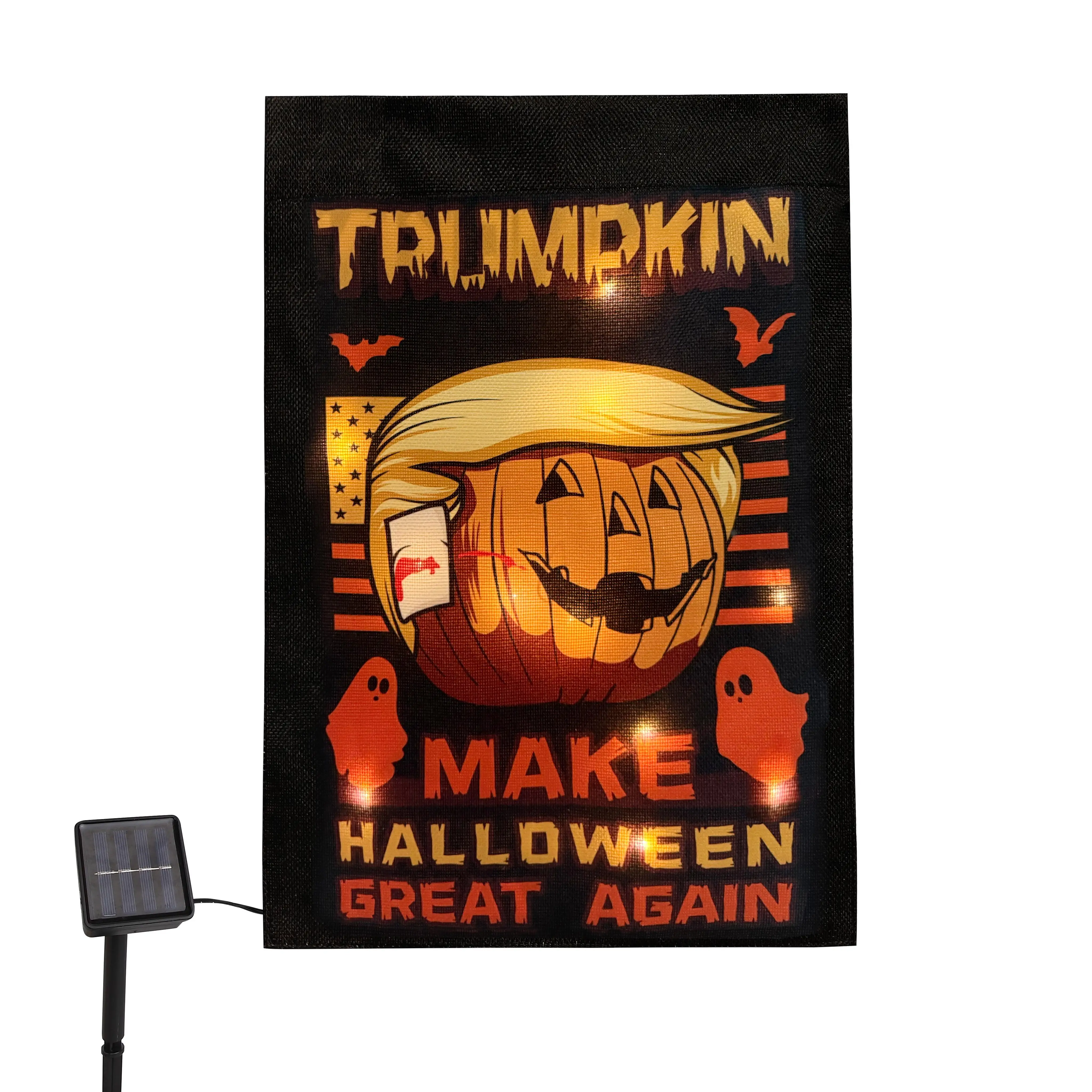 LED Lighted Halloween D.T Garden Flag 12x18 In, Double Sided Linen Decor Flag, 6×3 Ft Front Door Flag House Flag for Holiday Yard Decoration Banners |