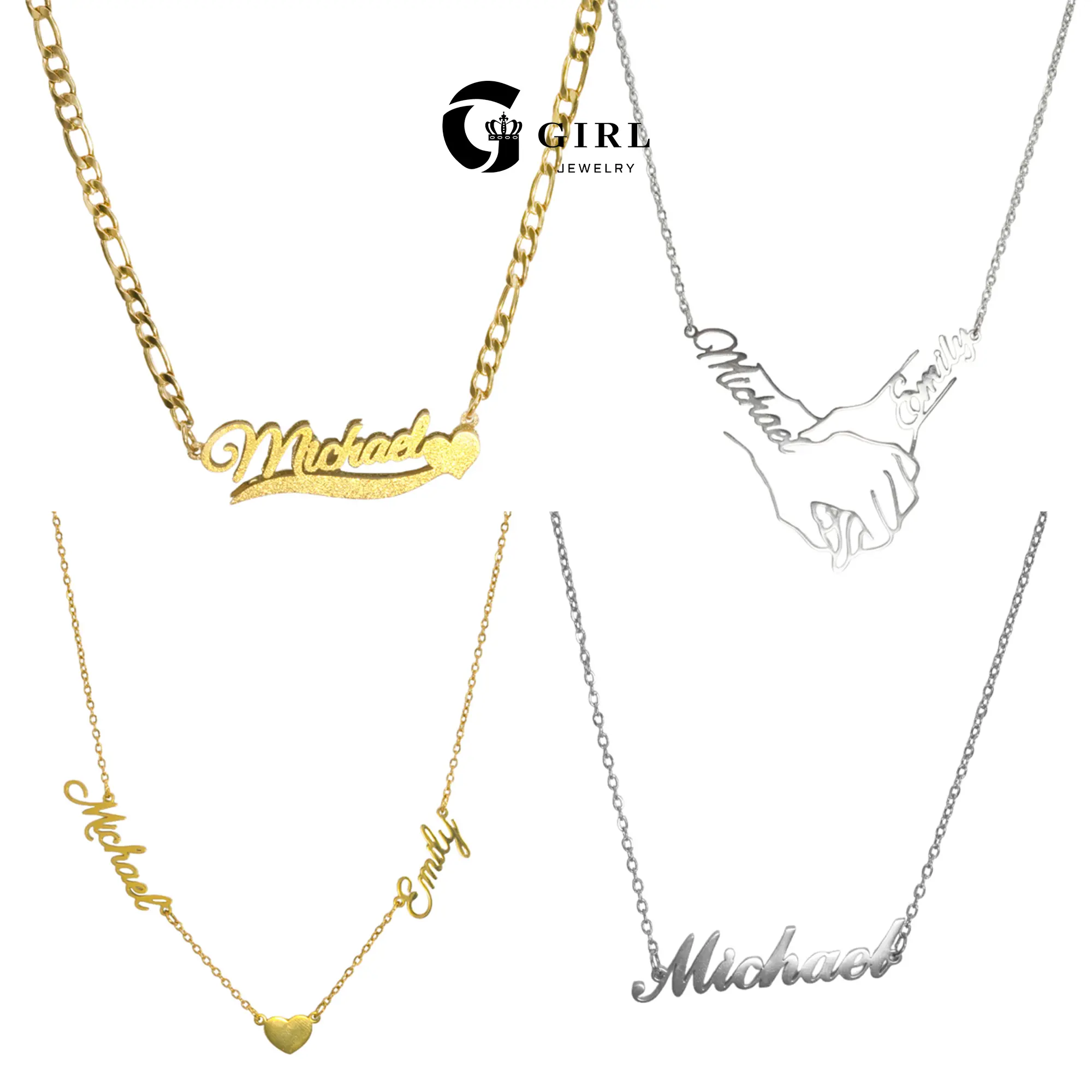 (Add Note or Leave Message for Names)GGIRL 18K Gold Plated Personalized Name Pendant Necklace for Men & Women Customized Daily Wear All-Match Various Festivals Exquisite Design with Multiple Fonts Available Holiday Haul Christmas Birthdays Anniversaries