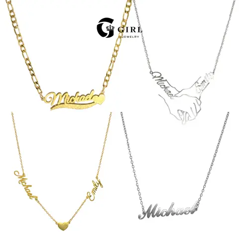 (Add Note or Leave Message for Names)GGIRL 18K Gold Plated Personalized Name Pendant Necklace for Men & Women Customized Daily Wear All-Match Various Festivals Exquisite Design with Multiple Fonts Available Holiday Haul Christmas Birthdays Anniversaries,