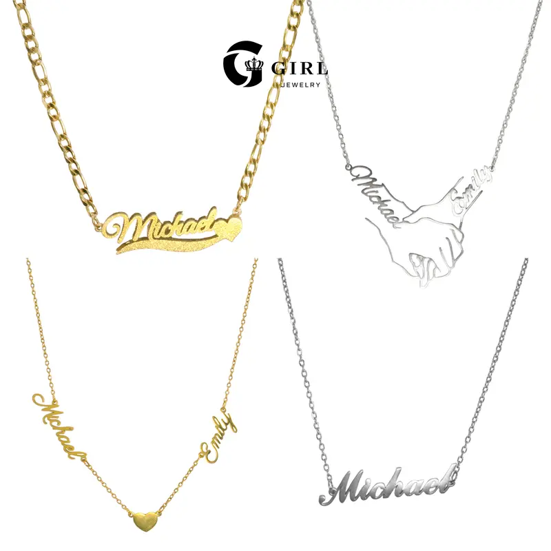 (Add Note or Leave Message for Names)GGIRL 18K Gold Plated Personalized Name Pendant Necklace for Men & Women Customized Daily Wear All-Match Various Festivals Exquisite Design with Multiple Fonts Available Holiday Haul Christmas Birthdays Anniversaries,