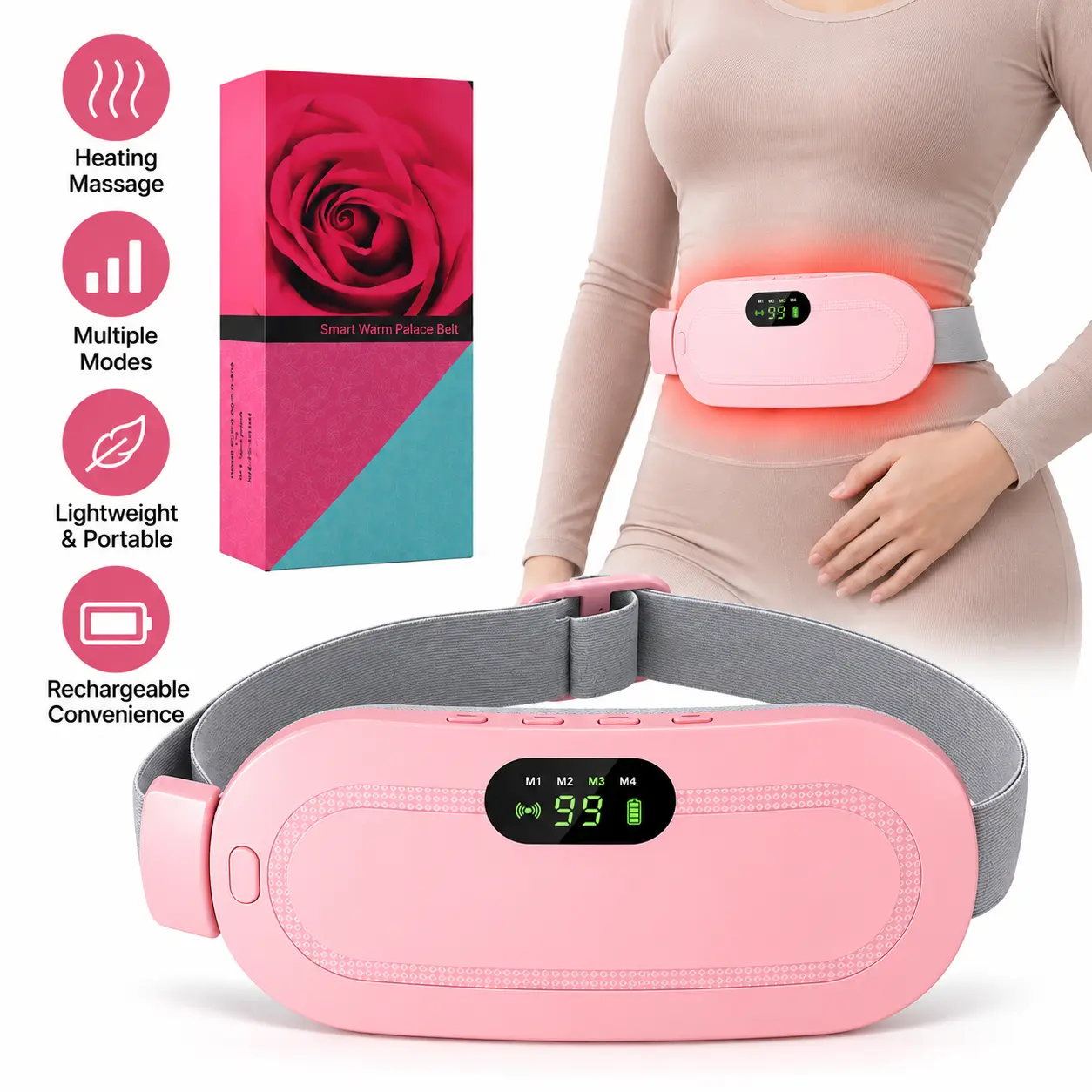 Menstrual Heating Pad Belt, Cordless Electric Waist Belt, Warming Abdominal Massager with Vibration#SohoChic