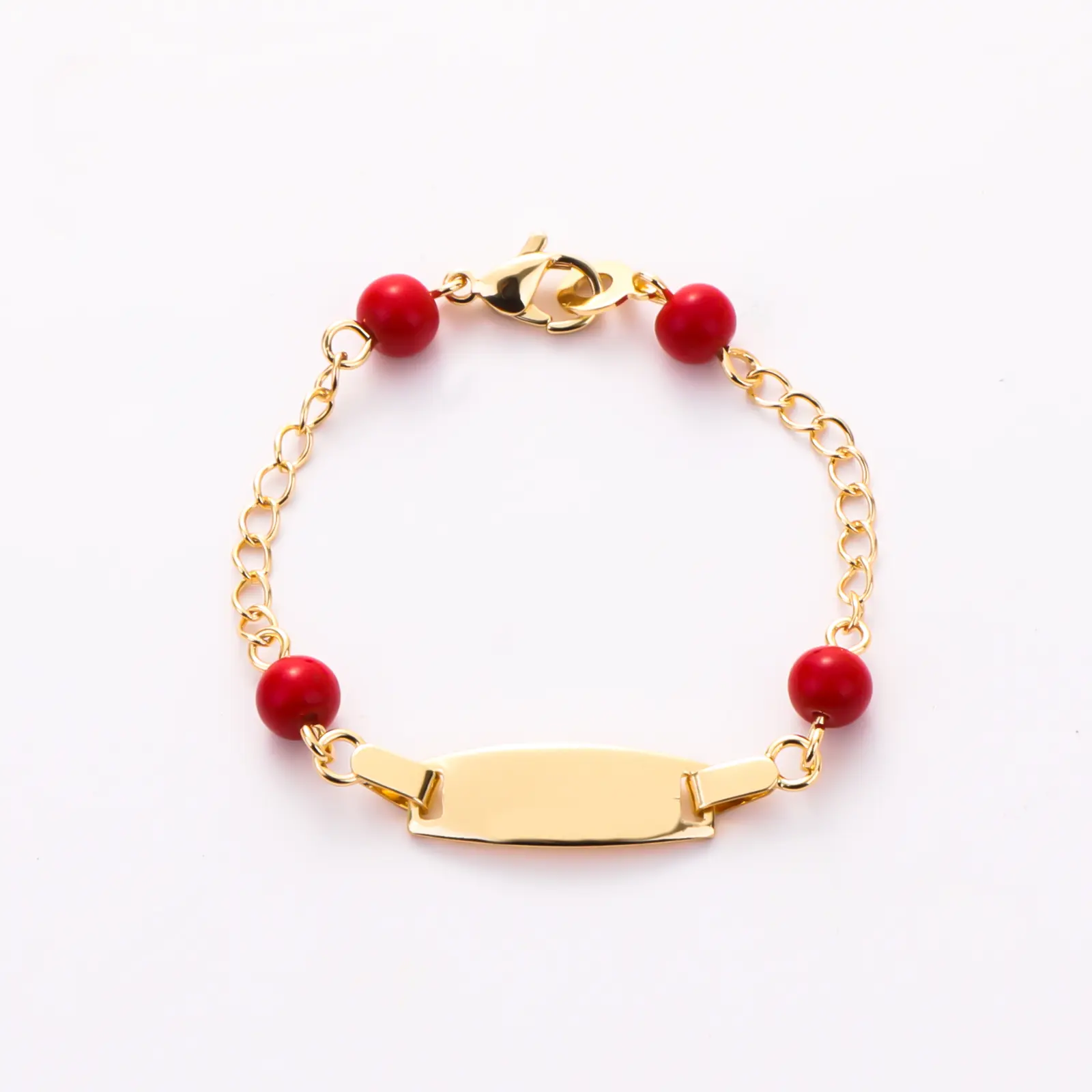 Trendytry 14K Gold Plated Kids' Red Luck Bead Bracelets Cute Charm Tag for Good Fortune
